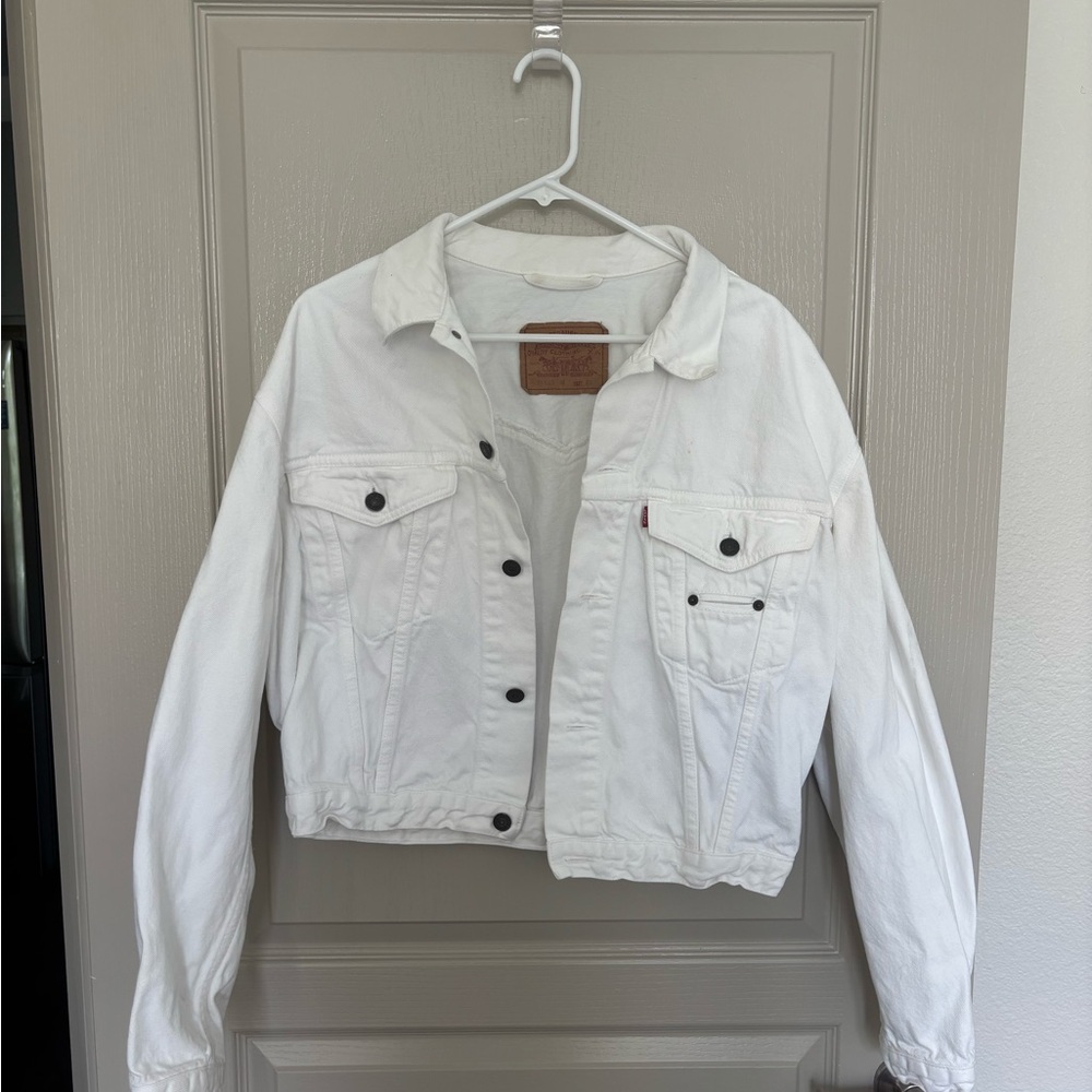 Levi's White Denim Jean Jacket - Women's XL - Cropped Fit Western Jacket